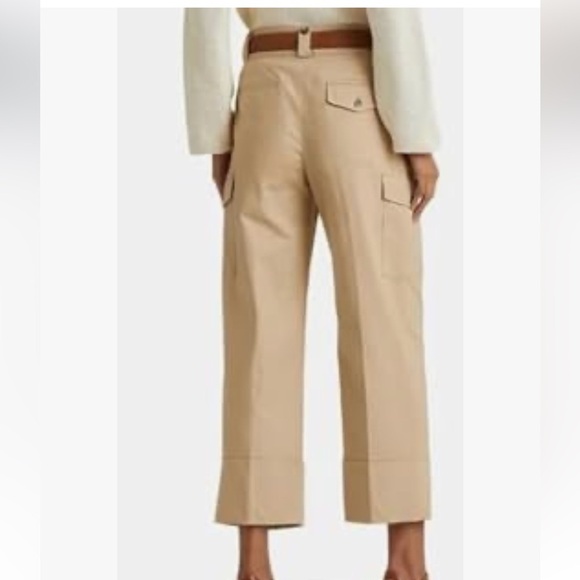 Lauren Ralph Lauren Wide Leg Cropped Cargo Pant in Tan Size 8 - Picture 2 of 6